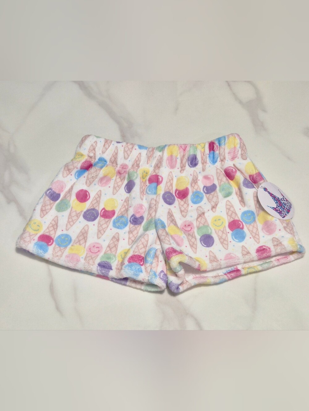 Azarhia Ice Cream Cone Fuzzy Shorts, size YM 8/10, NWT